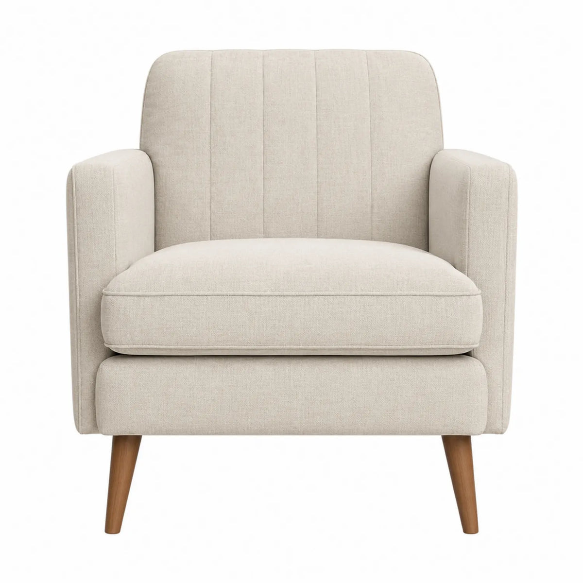 Leinenstoff Sessel Beige mit Holzbeinen