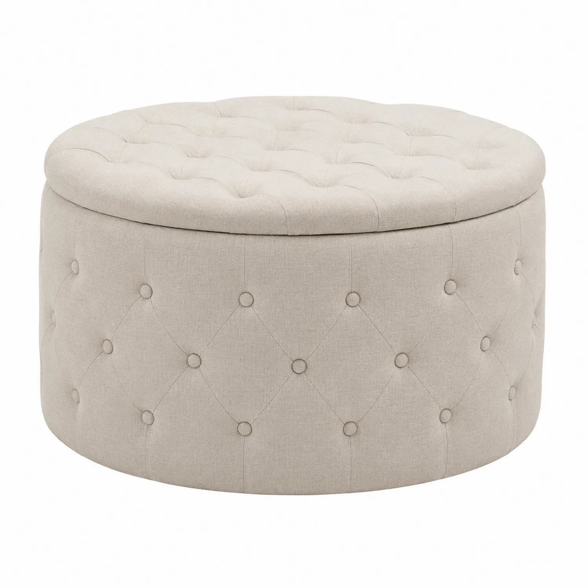 Runder Fußhocker Leinen Beige Ø70 cm