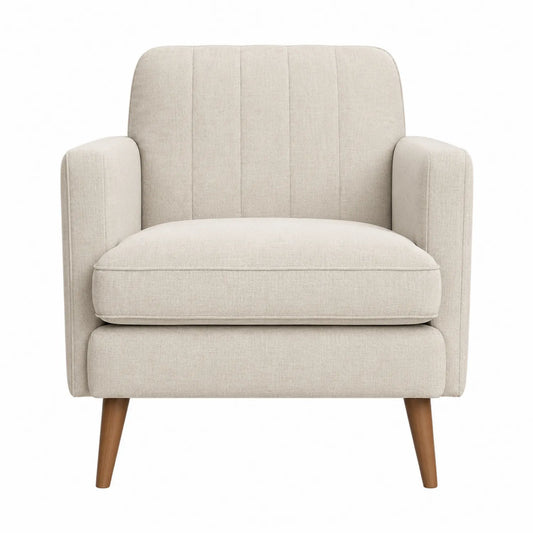 Leinenstoff Sessel Beige mit Holzbeinen