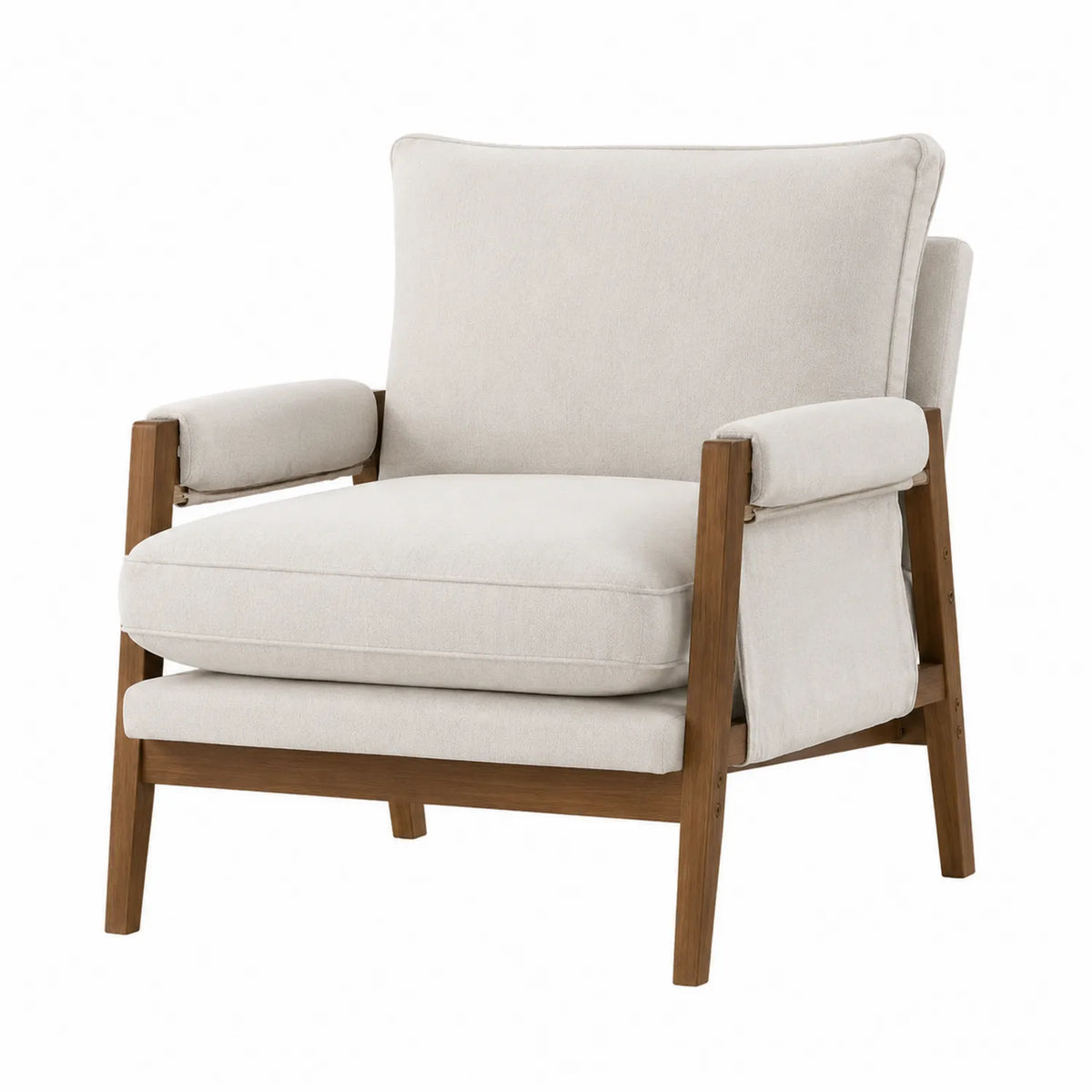 Sessel aus Leinenmischung mit Holzrahmen Beige