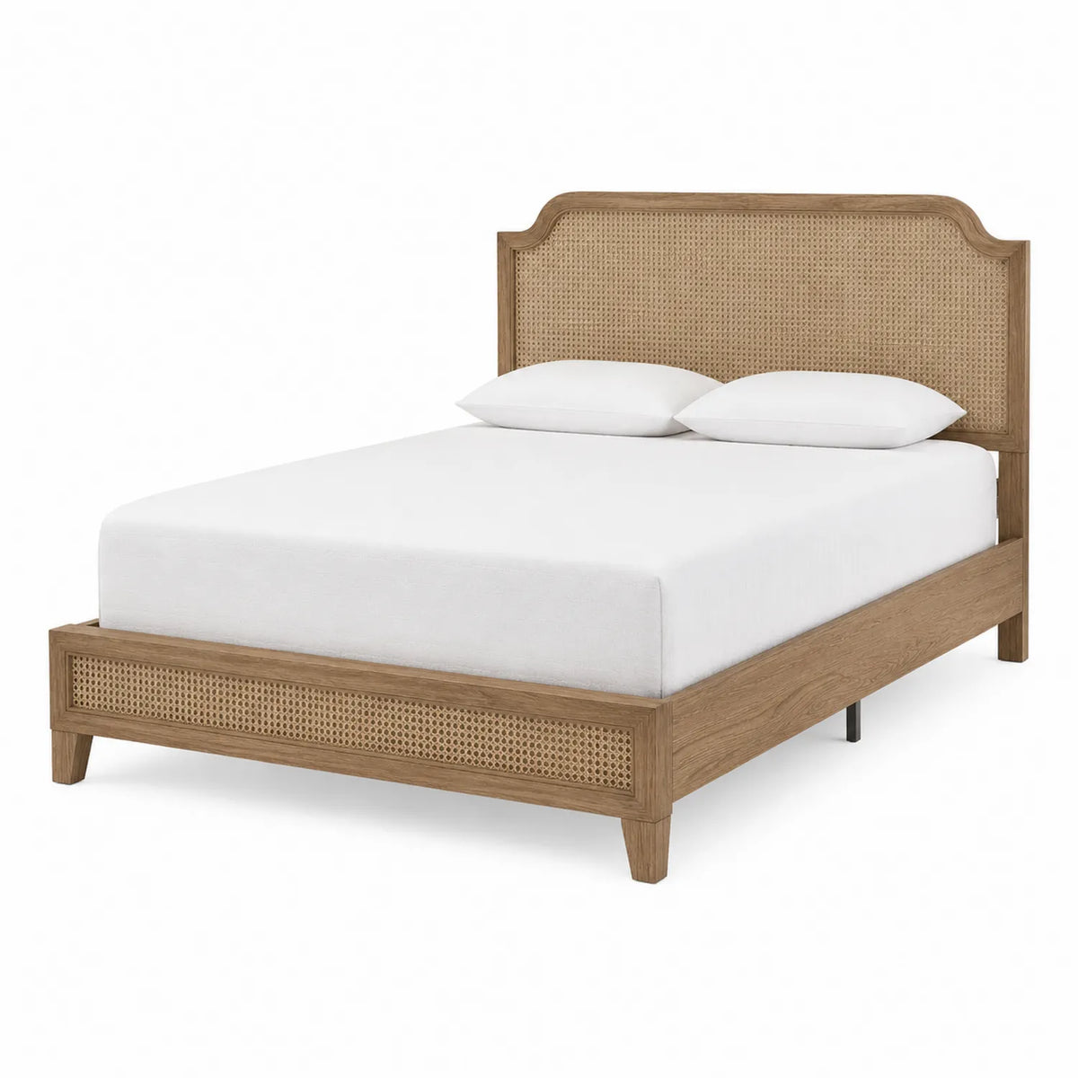 Bett aus Eichenholz und Rattan Braun 200x160 cm