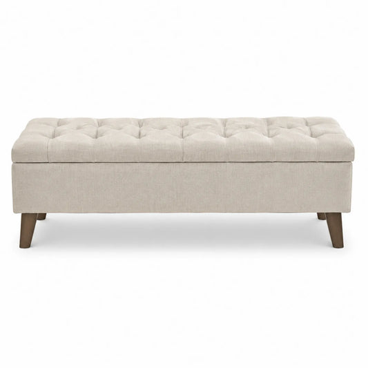 Polsterbank mit Stauraum Stoff Beige 120x40x45 cm