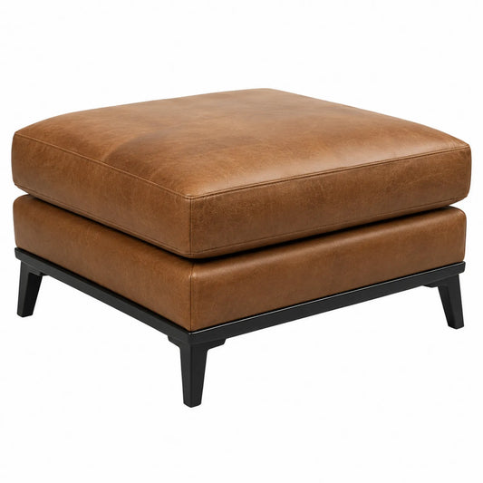 Hocker Leder Metallrahmen Braun 80x60x40cm