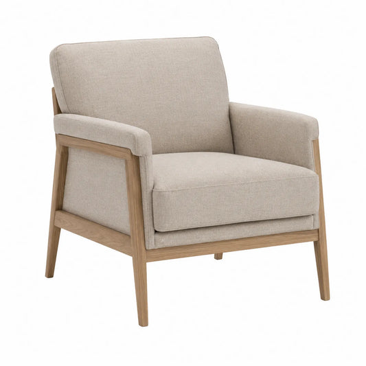 Sessel Leinen Polsterung Beige 85cm
