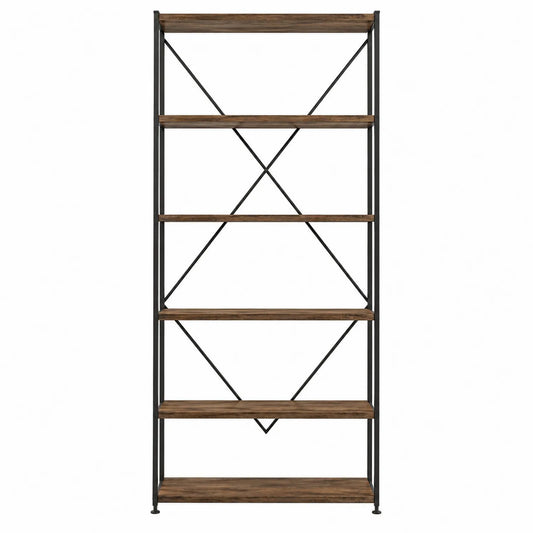 Regal aus Stahl und MDF mit Holzoptik 6 Ebenen 180x90x30cm